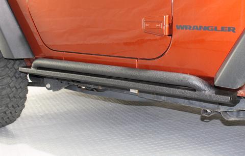 Jeep JK Rock Slider 07-18 Wrangler JK 2 Door Rubicon Steel Black Textured Powdercoat Fishbone Offroad