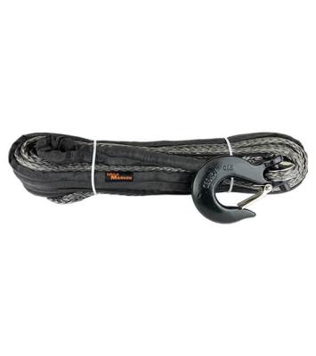 100 Foot Synthetic Rope Assembly 3/8 Inch  x 100 Foot 17,600 LBS Break Force Black/Grey Includes Hook Mile Marker