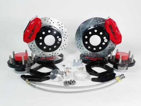 Brake System 11 Inch Front SS4+ Shelby Logo Red 70-73 Mustang Drum Brake Spindle Only BAER Brakes
