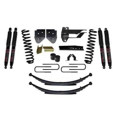 Suspension Lift Kit w/Shock 4 Inch Lift Incl. Front Coil Springs Rear Leaf Springs Black MAX 8500 Shocks 17-19 Ford F-250/ F-350 Super Duty Gas Skyjacker