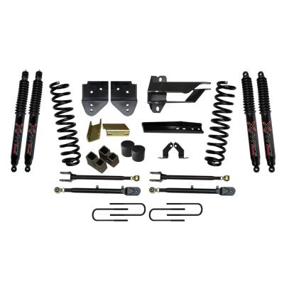 Suspension Lift Kit w/Shock 4 Inch Lift w/Adjustable 4-Links 17-19 Ford F-350 Super Duty Incl. Front Coil Springs U-Bolts Bump Stop Spacers Radius Arms Lowering Brackets Black Max Nitro 8500 Shocks Skyjacker