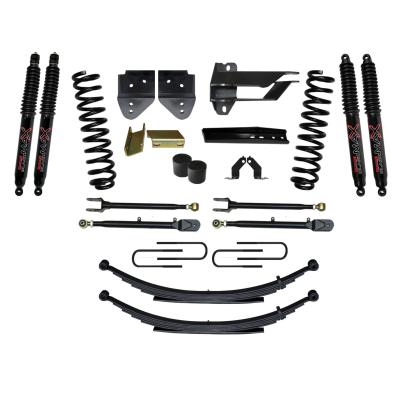 Suspension Lift Kit w/Shock 4 Inch Lift Incl. Front Coil Springs Rear Leaf Springs Adjustable 4-Links Black MAX 8500 Shocks 17-19 Ford F-250/ F-350 Super Duty Diesel Skyjacker