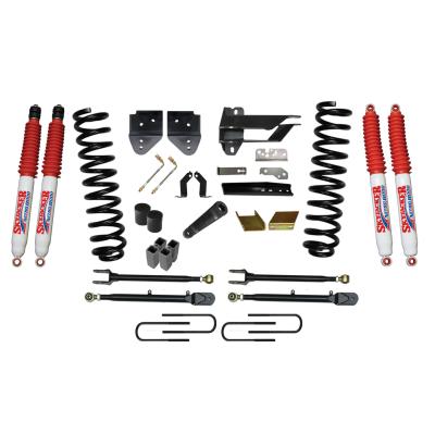 Suspension Lift Kit w/Shock 6 Inch Lift w/Adjustable 4-Links 17-19 Ford F-350 Super Duty Incl. Front Coil Springs U-Bolts Bump Stop Spacers Upper/Lower Radius Arms Lowering Brackets Nitro 8000 Shocks Skyjacker