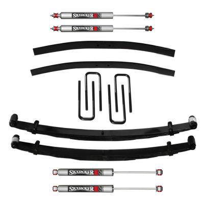Suspension Lift Kit w/Shock M95 Performance Shocks 4 Inch Lift Incl. Front Leaf Springs Front U Bolt Kit PN F7240 Spring Bushing Kit Rear Add-A-Leafs 73-78 Ford F-250 Skyjacker