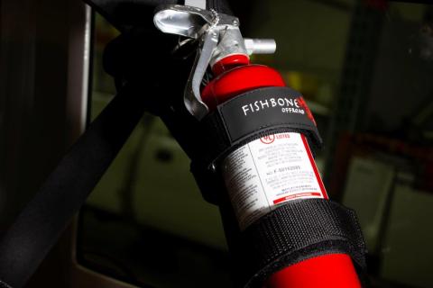 Fire Extinguisher Holder for Padded Roll Bar Black Fishbone Offroad