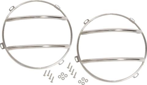 Jeep JK Euro Headlight Guards Pair 07-18 Wrangler JK Polished Silver Kentrol